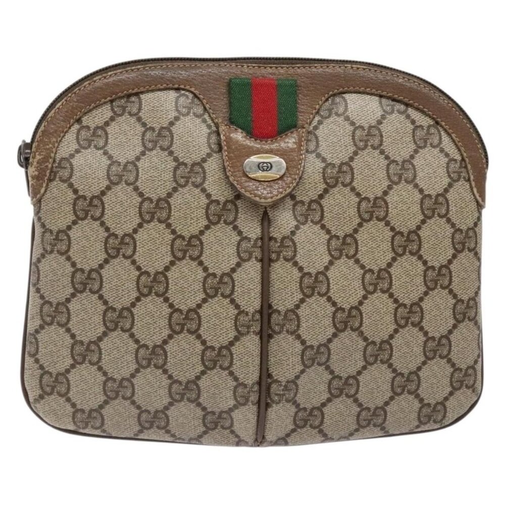 Authentic GUCCI GG Supreme Web Sherry Line Bag PVC Beige Gold 98 02 047 - Picture 5 of 16